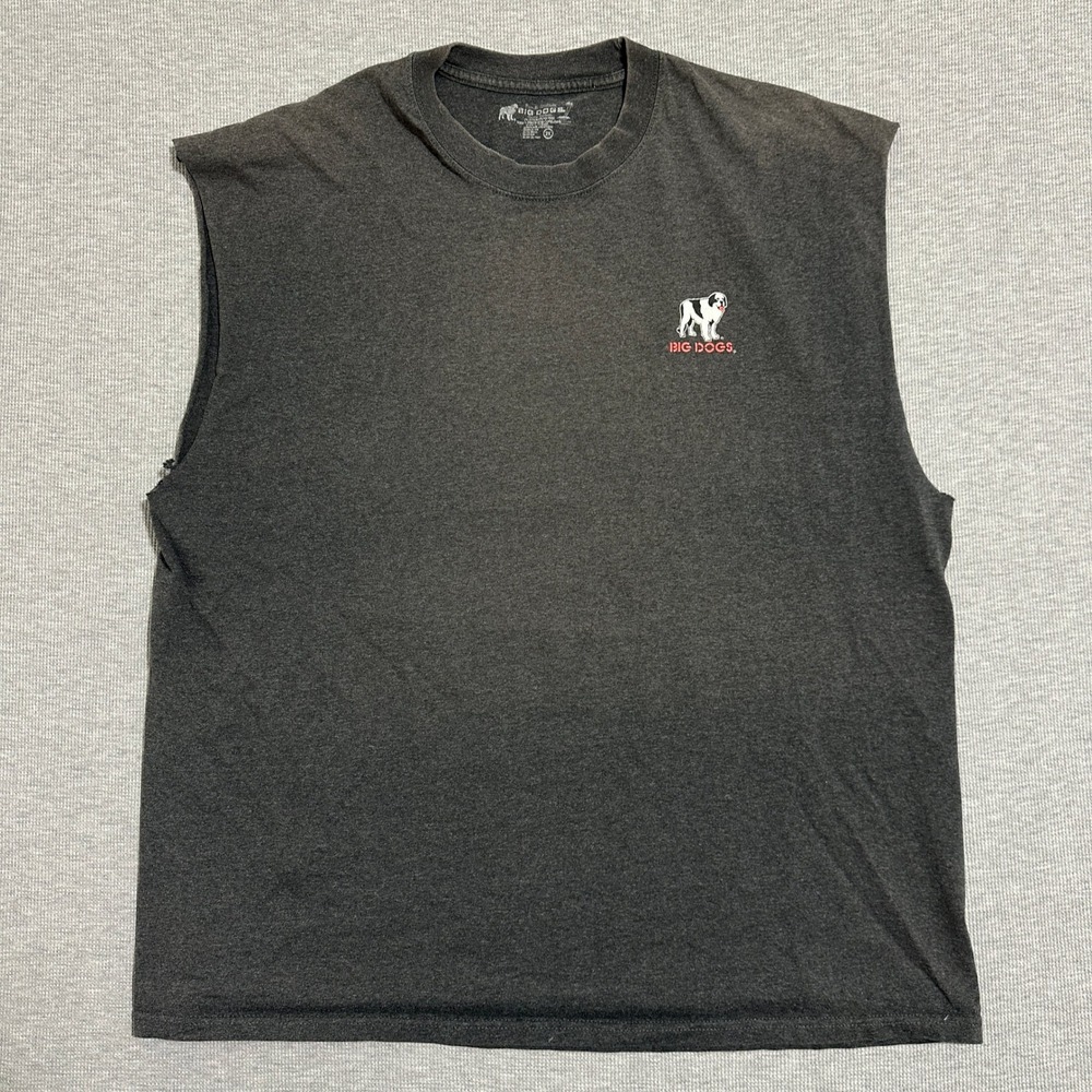 Big Dogs Attitude Is Everything‎ Muscle Graphic Shirt Charcoal Gray Mens Size 2X